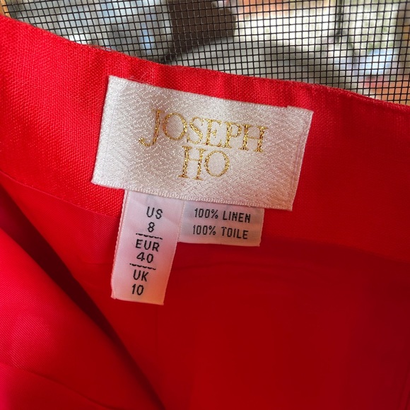 Red Linen Joseph Ho Skirt sz 8 - Picture 2 of 8